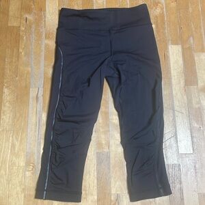 lululemon athletica Black Cropped Leggings with Reflective Trim